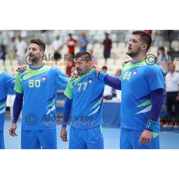 of Slovenia in action during quarter-final handball match between Slovenia and Croatia at 18. Mediteranean Games Tarragona 2018 (Sredozemske Igre) in Spain on June 27, 2018