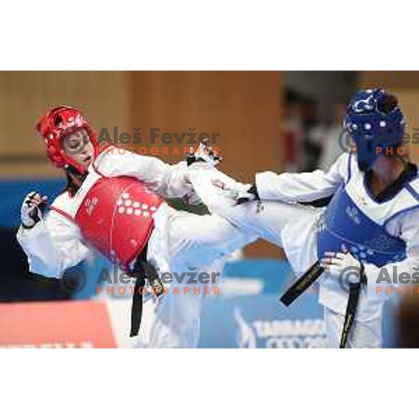 Dunja Lemajic of Slovenia competes in Taekwondo at 18. Mediteranean Games Tarragona 2018 (Sredozemske Igre) in Spain on June 29, 2018