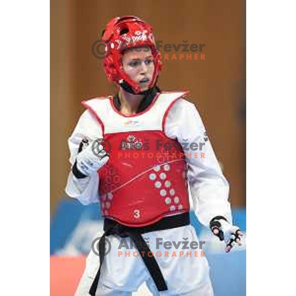 Dunja Lemajic of Slovenia competes in Taekwondo at 18. Mediteranean Games Tarragona 2018 (Sredozemske Igre) in Spain on June 29, 2018