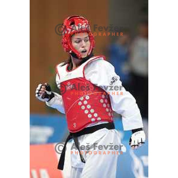 Dunja Lemajic of Slovenia competes in Taekwondo at 18. Mediteranean Games Tarragona 2018 (Sredozemske Igre) in Spain on June 29, 2018