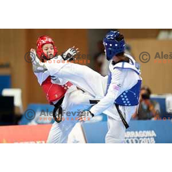 Dunja Lemajic of Slovenia competes in Taekwondo at 18. Mediteranean Games Tarragona 2018 (Sredozemske Igre) in Spain on June 29, 2018