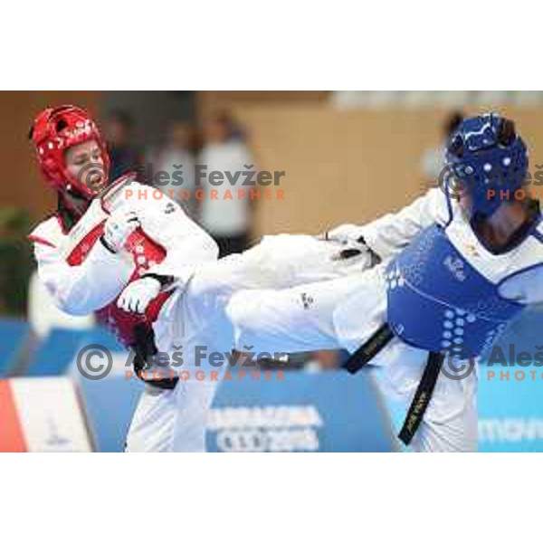 Dunja Lemajic of Slovenia competes in Taekwondo at 18. Mediteranean Games Tarragona 2018 (Sredozemske Igre) in Spain on June 29, 2018