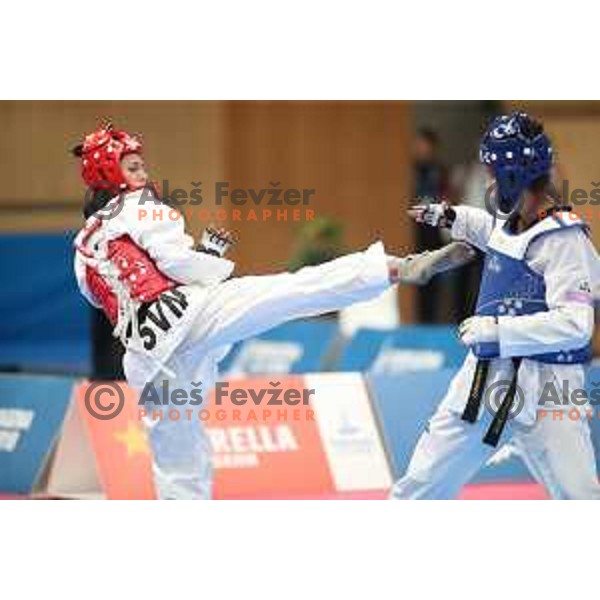 Dunja Lemajic of Slovenia competes in Taekwondo at 18. Mediteranean Games Tarragona 2018 (Sredozemske Igre) in Spain on June 29, 2018