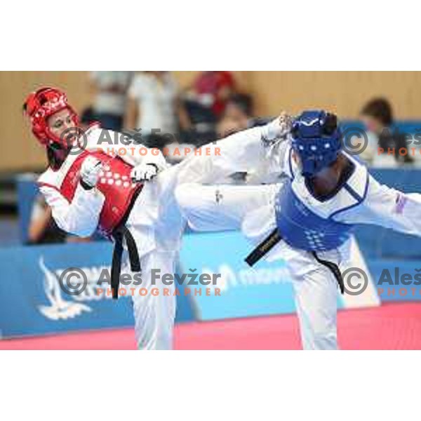 Dunja Lemajic of Slovenia competes in Taekwondo at 18. Mediteranean Games Tarragona 2018 (Sredozemske Igre) in Spain on June 29, 2018