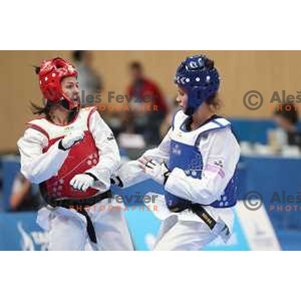 Dunja Lemajic of Slovenia competes in Taekwondo at 18. Mediteranean Games Tarragona 2018 (Sredozemske Igre) in Spain on June 29, 2018