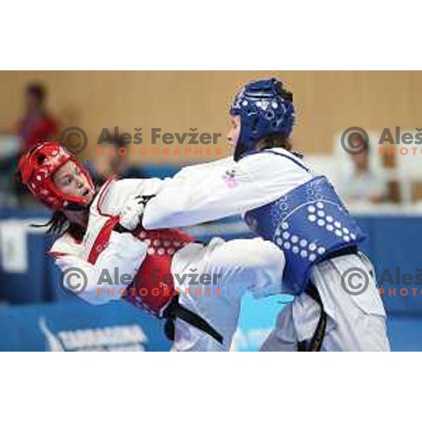 Dunja Lemajic of Slovenia competes in Taekwondo at 18. Mediteranean Games Tarragona 2018 (Sredozemske Igre) in Spain on June 29, 2018