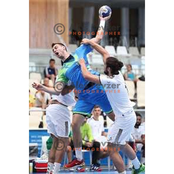 of Slovenia in action during fifth place at handball tournament match between Slovenia and Portugal at 18. Mediteranean Games Tarragona 2018 (Sredozemske Igre) in Spain on June 30, 2018