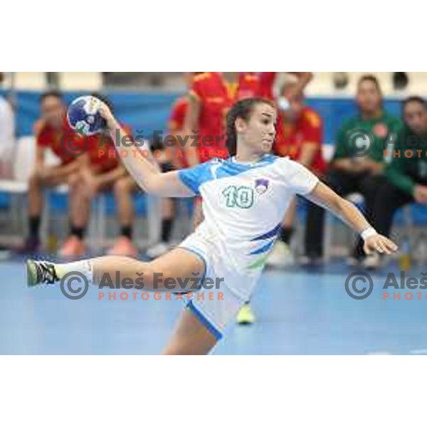Tjasa Stanko of Slovenia in action during bronze medal match at handball tournament between Slovenia and Macedonia at 18. Mediteranean Games Tarragona 2018 (Sredozemske Igre) in Spain on June 30, 2018