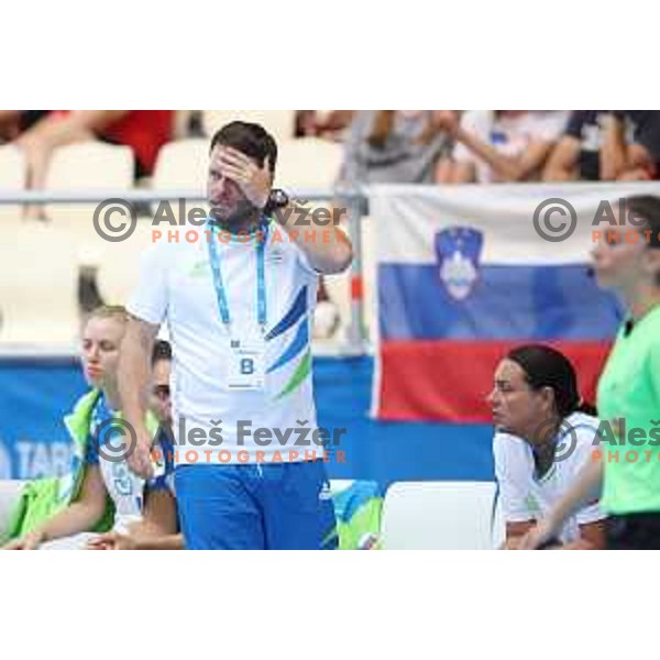 Uros Bregar of Slovenia in action during bronze medal match at handball tournament between Slovenia and Macedonia at 18. Mediteranean Games Tarragona 2018 (Sredozemske Igre) in Spain on June 30, 2018