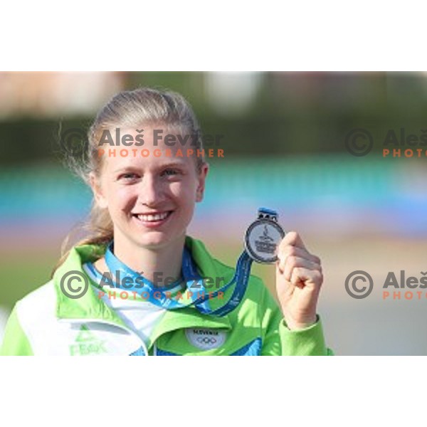 Tina Sutej (SLO) competes in pole vault at Tarragona 2018 Mediteranean Games, Spain on June 28, 2018