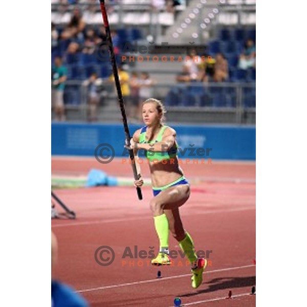 Tina Sutej (SLO) competes in pole vault at Tarragona 2018 Mediteranean Games, Spain on June 28, 2018