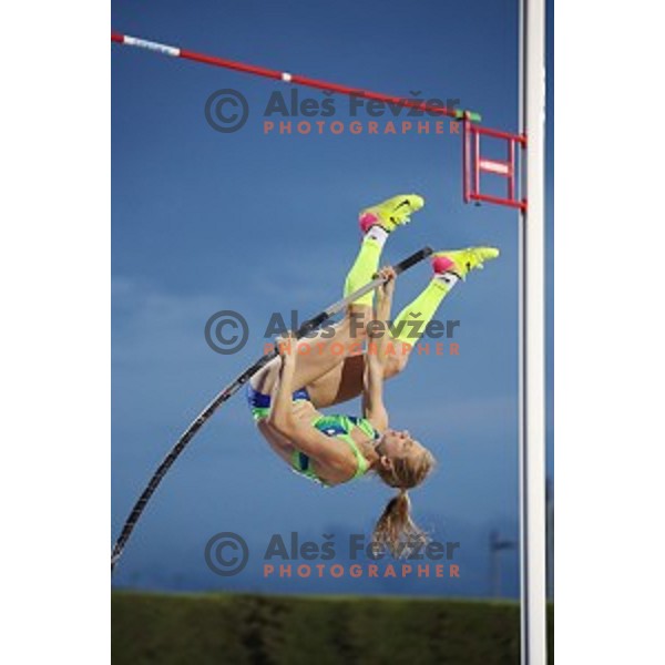 Tina Sutej (SLO) competes in pole vault at Tarragona 2018 Mediteranean Games, Spain on June 28, 2018