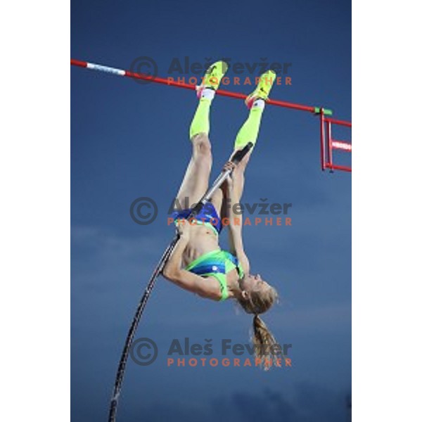 Tina Sutej (SLO) competes in pole vault at Tarragona 2018 Mediteranean Games, Spain on June 28, 2018