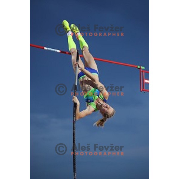 Tina Sutej (SLO) competes in pole vault at Tarragona 2018 Mediteranean Games, Spain on June 28, 2018