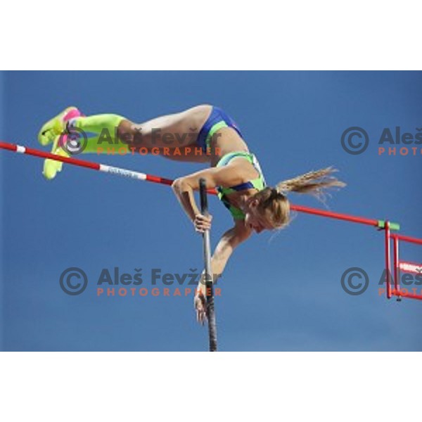 Tina Sutej (SLO) competes in pole vault at Tarragona 2018 Mediteranean Games, Spain on June 28, 2018
