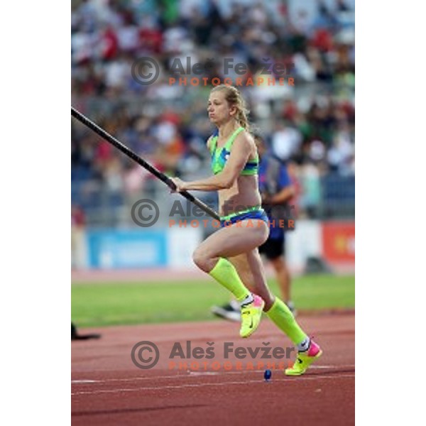 Tina Sutej (SLO) competes in pole vault at Tarragona 2018 Mediteranean Games, Spain on June 28, 2018