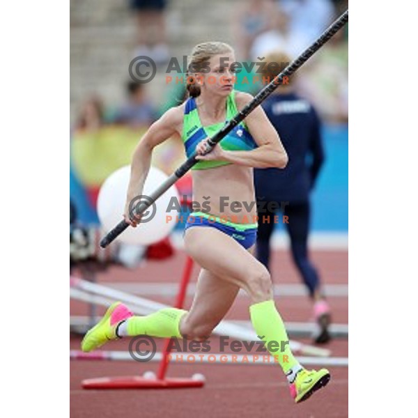 Tina Sutej (SLO) competes in pole vault at Tarragona 2018 Mediteranean Games, Spain on June 28, 2018