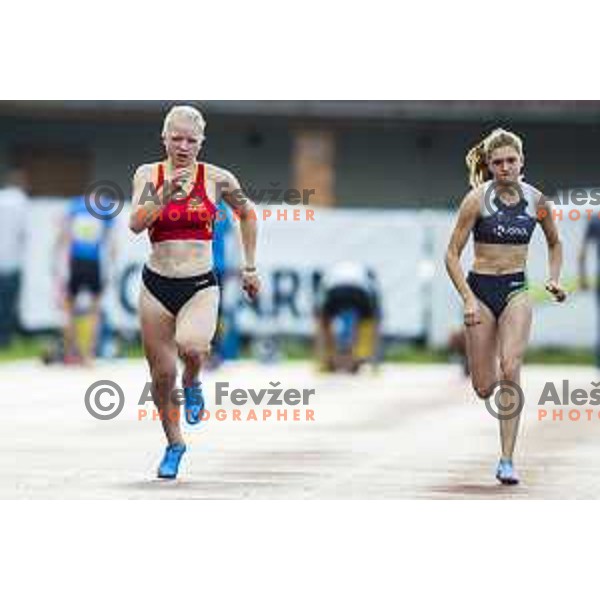 Tara Keber competes at 100m at national athletics championship in Celje, July 14, 2018