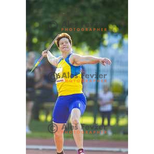 Martina Ratej competing at javelin throw at national athletics championship in Celje, July 14, 2018