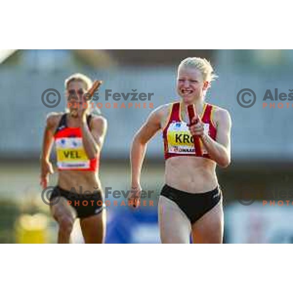 Tara Keber competes at 4x100m relay at national athletics championship in Celje, July 14, 2018 athletics championship in Celje, July 14, 2018