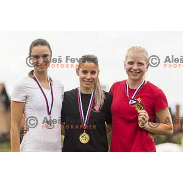 competing at national athletics championship in Celje, July 14, 2018