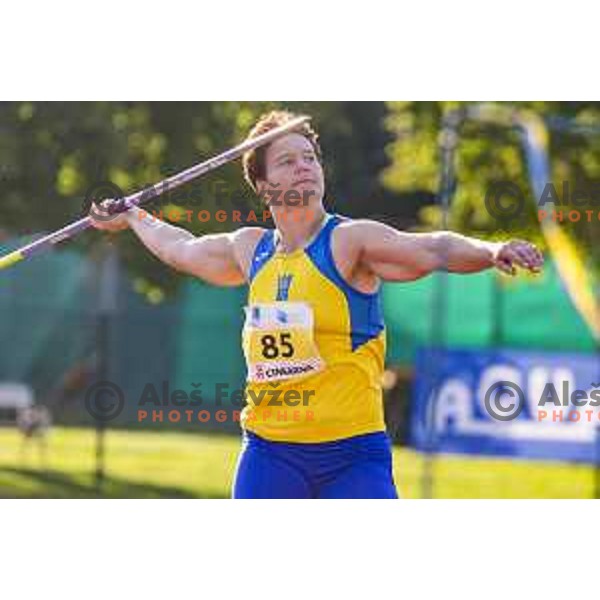 Martina Ratej competing at javelin throw at national athletics championship in Celje, July 14, 2018