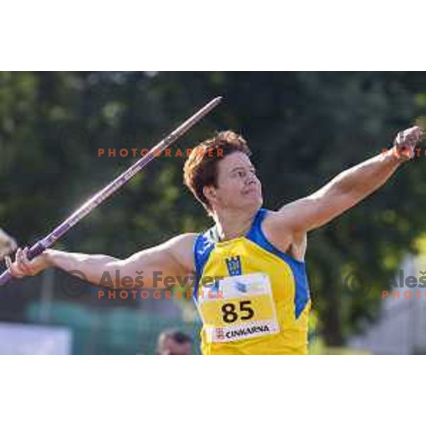 Martina Ratej competing at javelin throw at national athletics championship in Celje, July 14, 2018