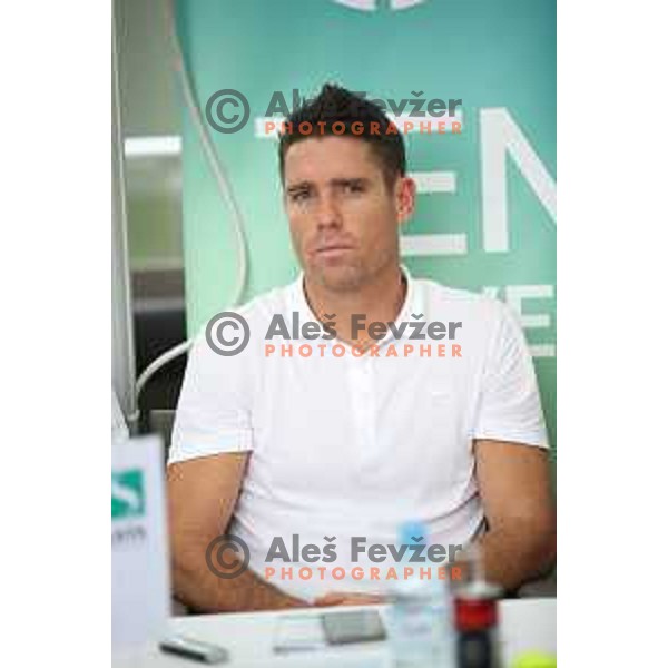 Gregor Krusic at press conference in Ljubljana before Zavarovalnica Sava Slovenia Open 2018 ATP Challenger Tour in Portoroz, Slovenia on July 17, 2018