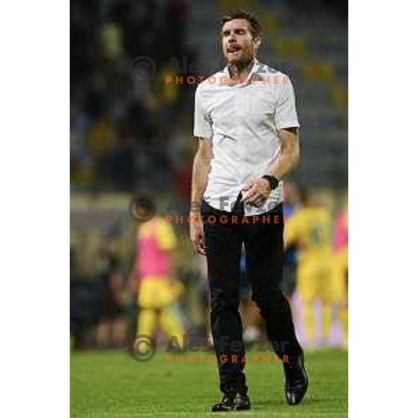 Simon Rozman, head coach of Domzale in action during UEFA Europa League 2018-2019 second round qualifying football match between Domzale and Ufa in Domzale Sports Park, Slovenia on August 2, 2018
