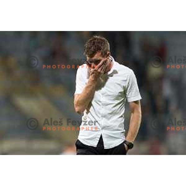 Simon Rozman, head coach of Domzale in action during UEFA Europa League 2018-2019 second round qualifying football match between Domzale and Ufa in Domzale Sports Park, Slovenia on August 2, 2018