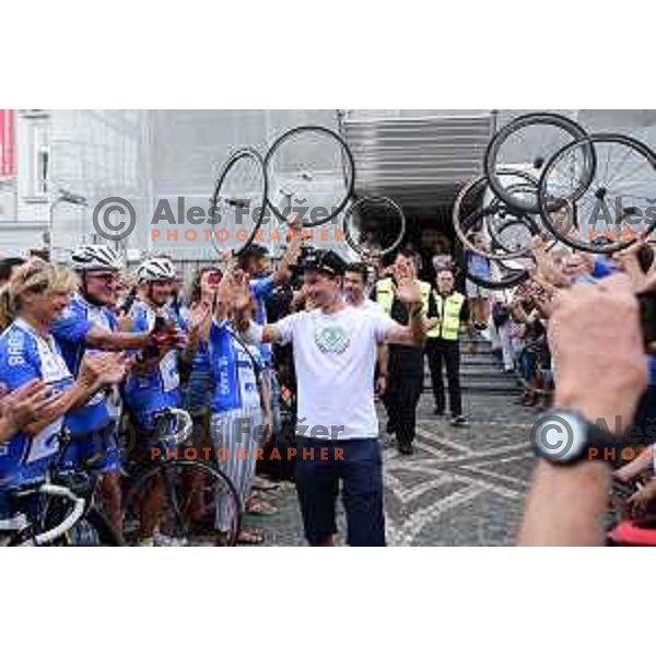 Reception for Primoz Roglic (Team Lotto Jumbo) after fourth place overall at Tour de France 2018 in Ljubljana, Slovenia on August 6, 2108