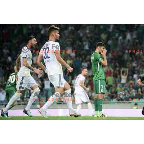 Rok Kronaveter of Olimpija in action during Prva liga Telekom Slovenije 2018- 2019 football match between Olimpija and Maribor in SRC Stozice, Ljubljana on August 19, 2018