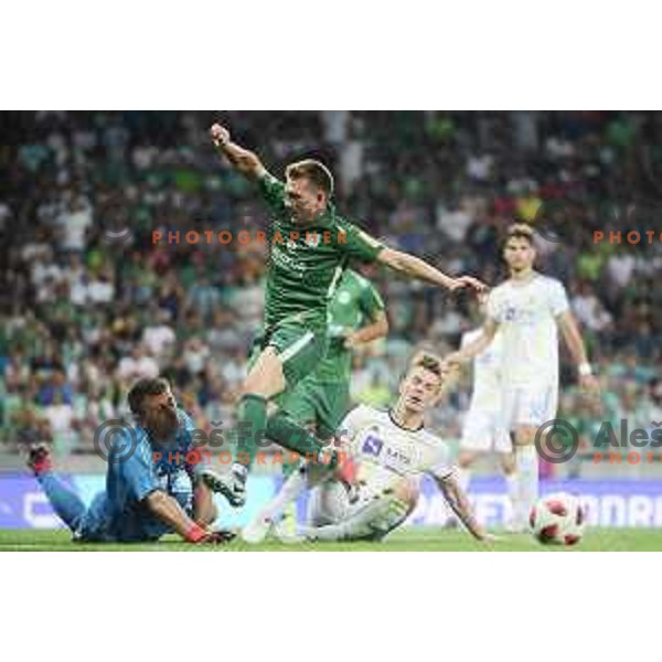 of Olimpija in action during Prva liga Telekom Slovenije 2018- 2019 football match between Olimpija and Maribor in SRC Stozice, Ljubljana on August 19, 2018