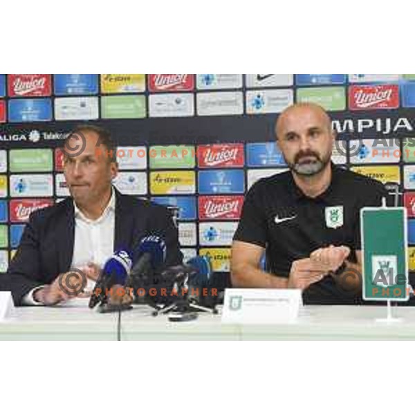 Darko Milanic of Maribor and Aleksandar Linta of Olimpija at press conference after Prva liga Telekom Slovenije 2018- 2019 football match between Olimpija and Maribor in SRC Stozice, Ljubljana on August 19, 2018