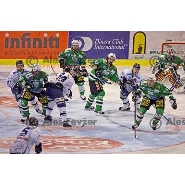 Action at ice-hockey game ZM Olimpija- Alba Volan in Ebel league,played in Ljubljana 20.1.2007. ZM Olimpija won the game 5:0.Photo by Ales Fevzer 