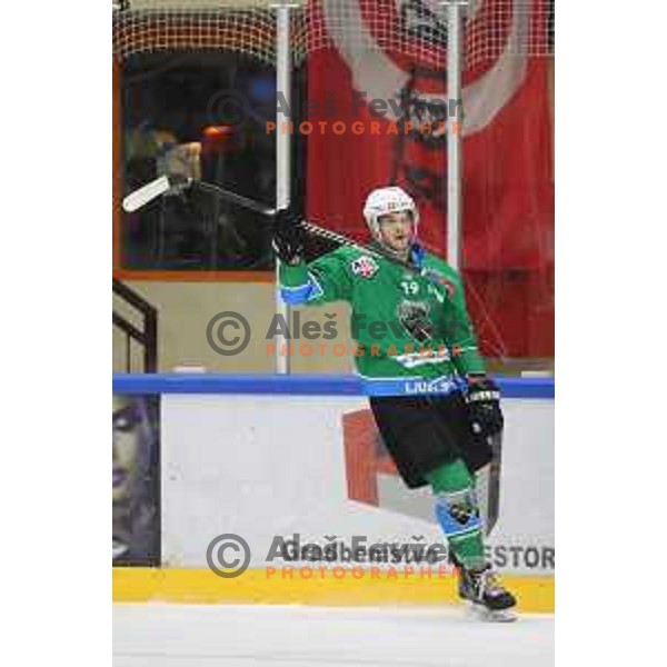 Gal Koren in action during Summer League ice-hockey match between Acroni Jesenice and SZ Olimpija in Bled Ice Hall, Slovenia on August 25, 2018