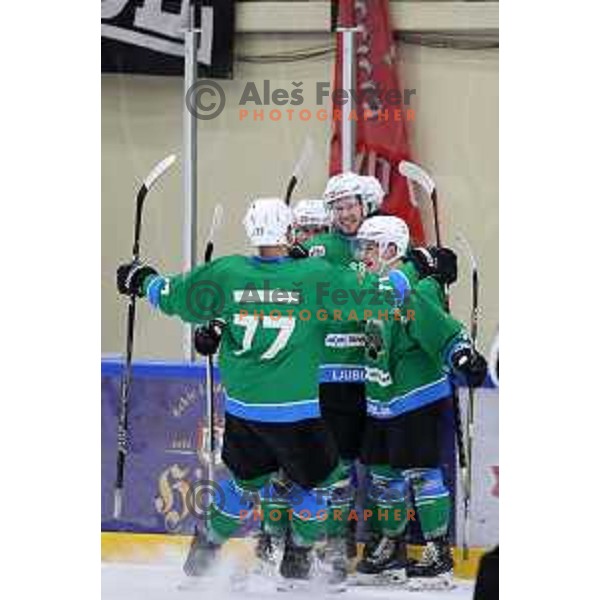 action during Summer League ice-hockey match between Acroni Jesenice and SZ Olimpija in Bled Ice Hall, Slovenia on August 25, 2018