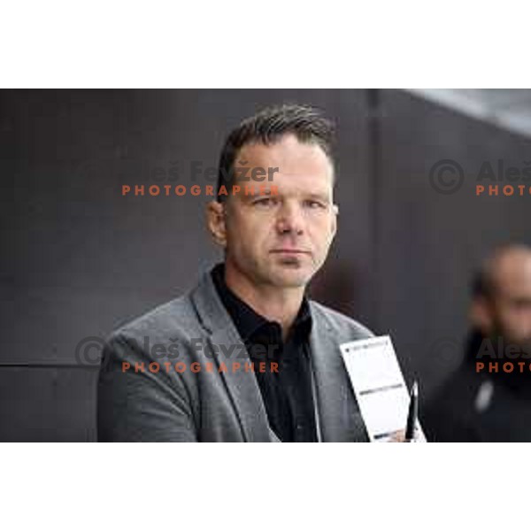 Gaber Glavic, head coach of Acroni Jesenice in action during Summer League ice-hockey match between Acroni Jesenice and SZ Olimpija in Bled Ice Hall, Slovenia on August 25, 2018