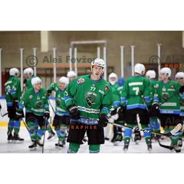 action during Summer League ice-hockey match between Acroni Jesenice and SZ Olimpija in Bled Ice Hall, Slovenia on August 25, 2018