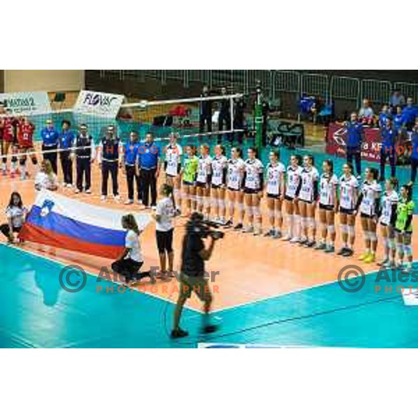 Team Slovenia prior to 2019 CEV Volleyball European Championship women match between Slovenia and Belgium, played in Dvorana Tabor, Maribor, Slovenia on August 25, 2018
