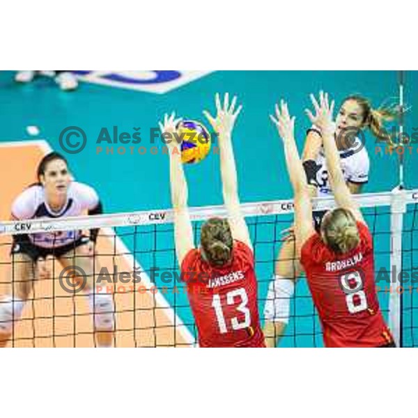 Anita Sobocan of team Slovenia in action during 2019 CEV Volleyball European Championship women match between Slovenia and Belgium, played in Dvorana Tabor, Maribor, Slovenia on August 25, 2018