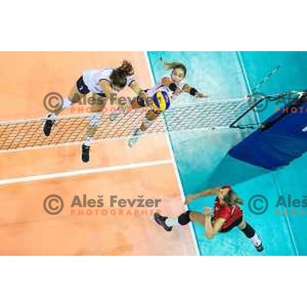 Anita Sobocan of team Slovenia in action during 2019 CEV Volleyball European Championship women match between Slovenia and Belgium, played in Dvorana Tabor, Maribor, Slovenia on August 25, 2018