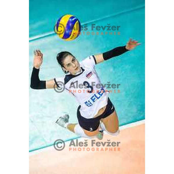 Ana Marija Vovk of team Slovenia in action during 2019 CEV Volleyball European Championship women match between Slovenia and Belgium, played in Dvorana Tabor, Maribor, Slovenia on August 25, 2018