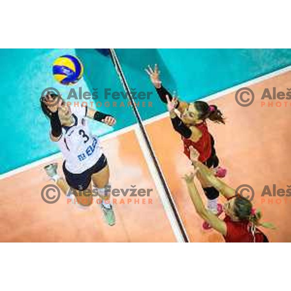 Ana Marija Vovk of team Slovenia in action during 2019 CEV Volleyball European Championship women match between Slovenia and Belgium, played in Dvorana Tabor, Maribor, Slovenia on August 25, 2018