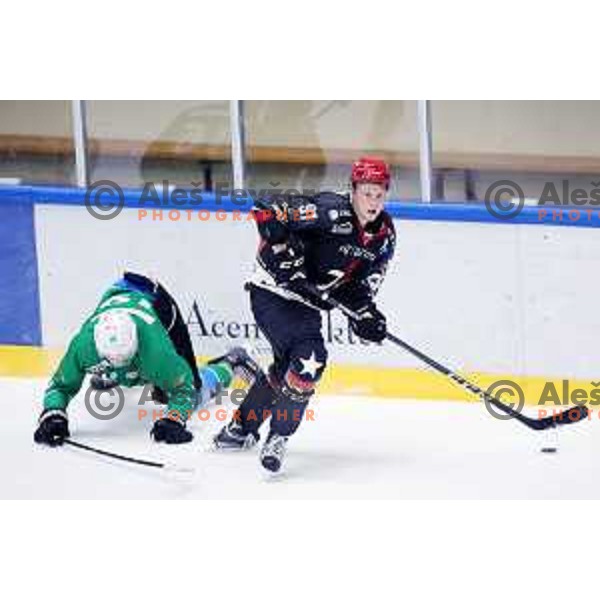 action during Summer League ice-hockey match between Acroni Jesenice and SZ Olimpija in Bled Ice Hall, Slovenia on August 25, 2018
