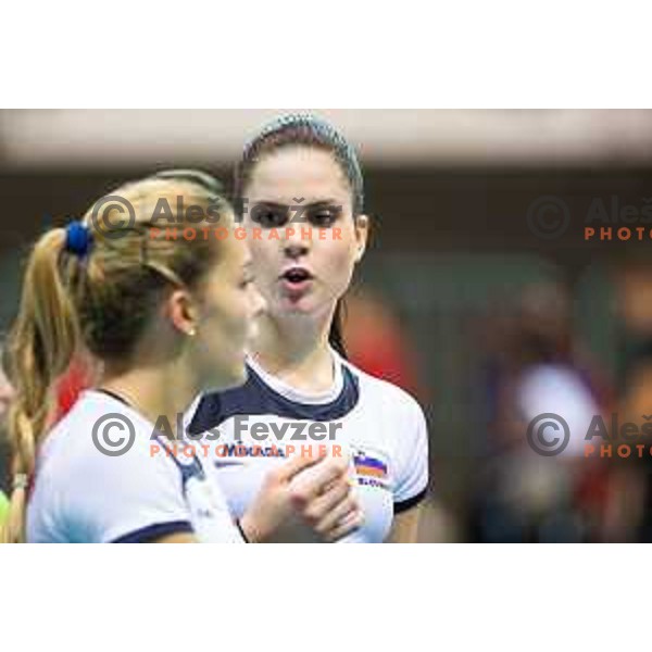 Ana Marija Vovk of team Slovenia in action during 2019 CEV Volleyball European Championship women match between Slovenia and Belgium, played in Dvorana Tabor, Maribor, Slovenia on August 25, 2018