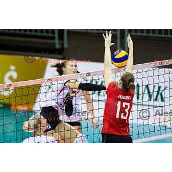 Sasa Planinsec of team Slovenia during 2019 CEV Volleyball European Championship women match between Slovenia and Belgium, played in Dvorana Tabor, Maribor, Slovenia on August 25, 2018