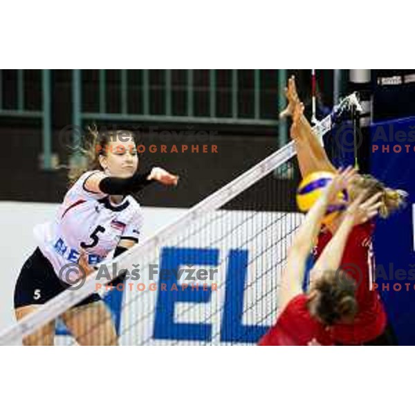 Pia Blazic of team Slovenia in action during 2019 CEV Volleyball European Championship women match between Slovenia and Belgium, played in Dvorana Tabor, Maribor, Slovenia on August 25, 2018