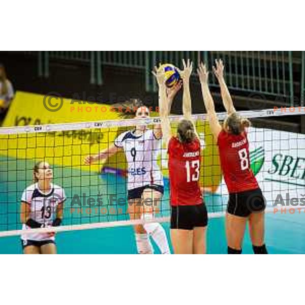 Iza Mlakar of team Slovenia in action during 2019 CEV Volleyball European Championship women match between Slovenia and Belgium, played in Dvorana Tabor, Maribor, Slovenia on August 25, 2018