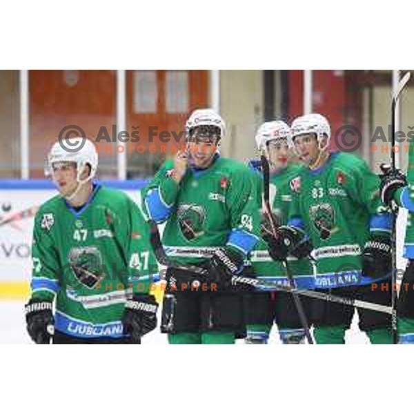 action during Summer League ice-hockey match between Acroni Jesenice and SZ Olimpija in Bled Ice Hall, Slovenia on August 25, 2018